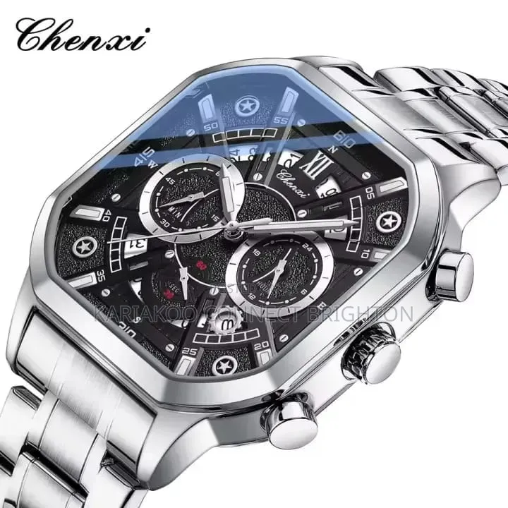 Silver Metallic Multi-Function Chronograph Watch