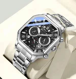 Silver Metallic Multi-Function Chronograph Watch