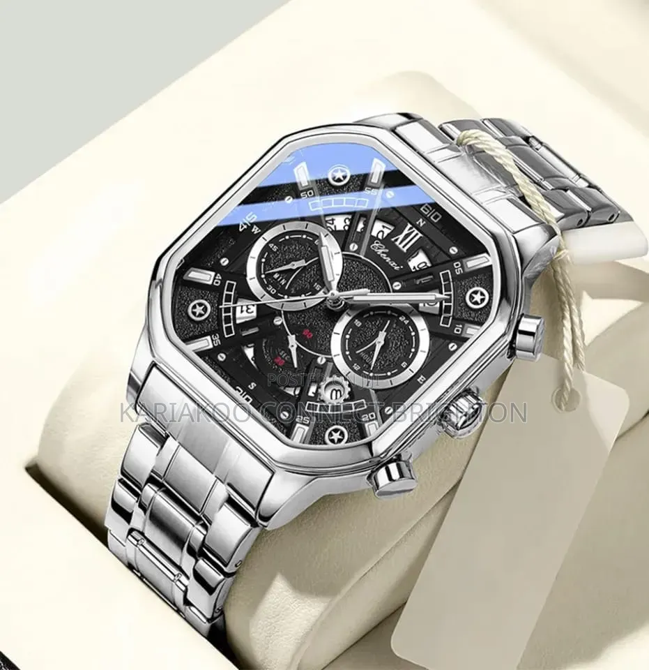 Silver Metallic Multi-Function Chronograph Watch
