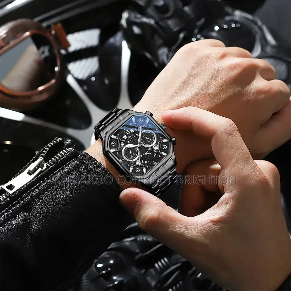Silver Metallic Multi-Function Chronograph Watch