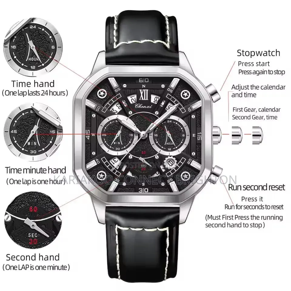 Black Stainless Steel Multi-Function Chronograph Watch