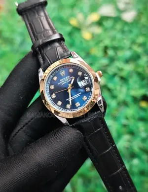 Black Dial Roman Numeral Watch With Leather Strap