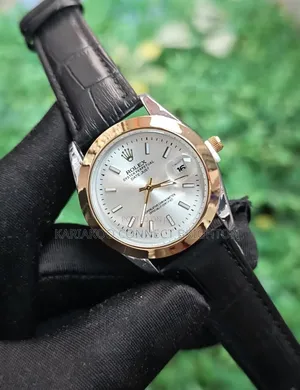 Black Dial Roman Numeral Watch With Leather Strap