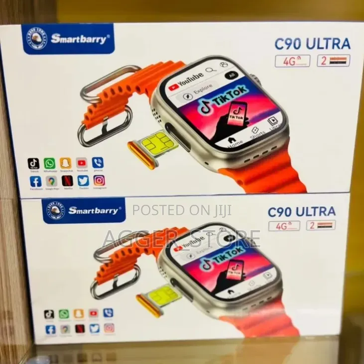 Smartbarry C90 Ultra 4G LTE-enabled Android Smartwatch.