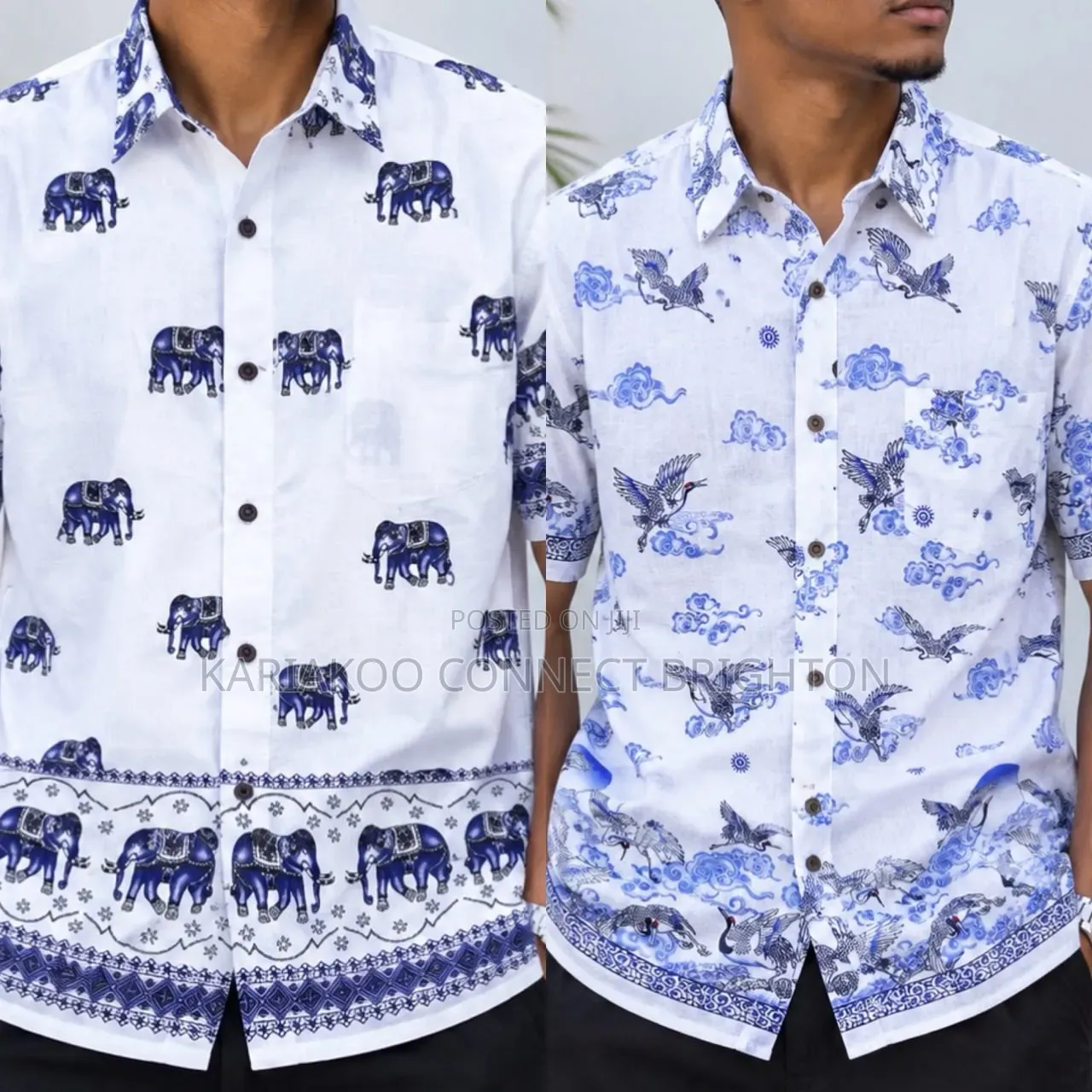 Elephant Print Short-Sleeve Shirt