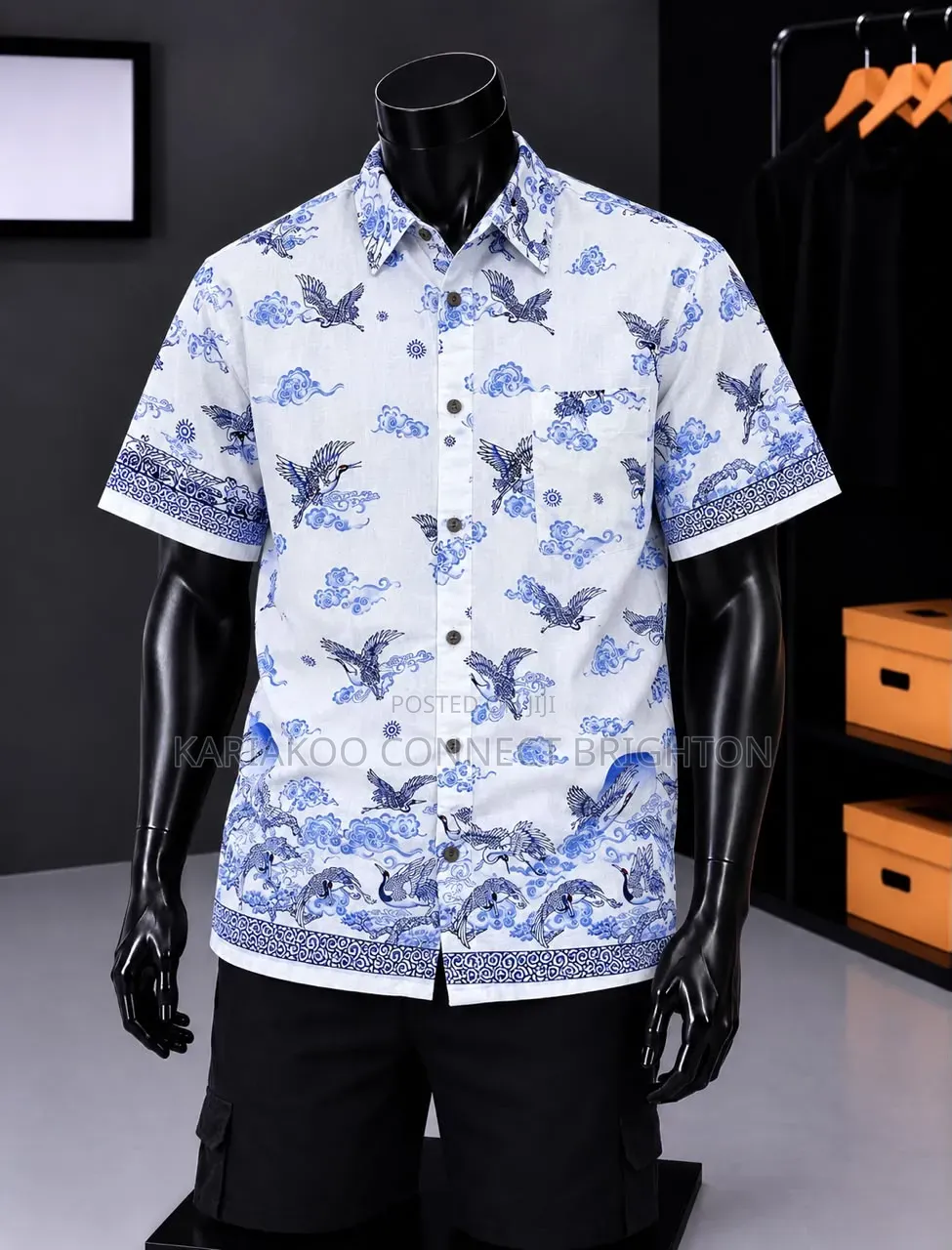 Elephant Print Short-Sleeve Shirt