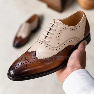 Two-Tone Brogue Leather Shoes