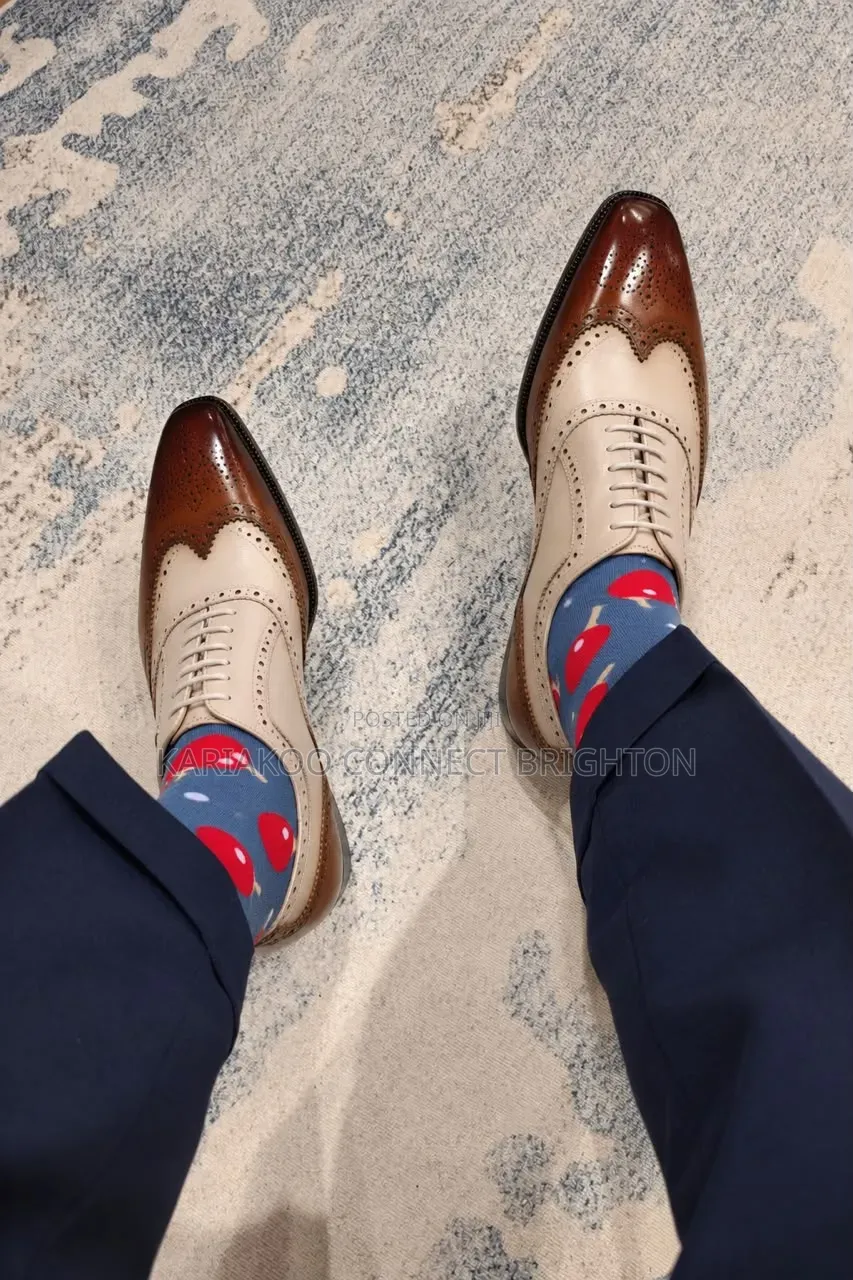 Two-Tone Brogue Leather Shoes