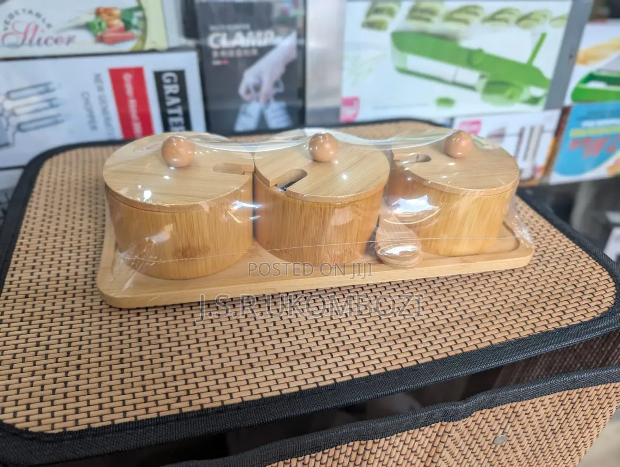 Bamboo Spice Set 3pcs With Spoons Heavy