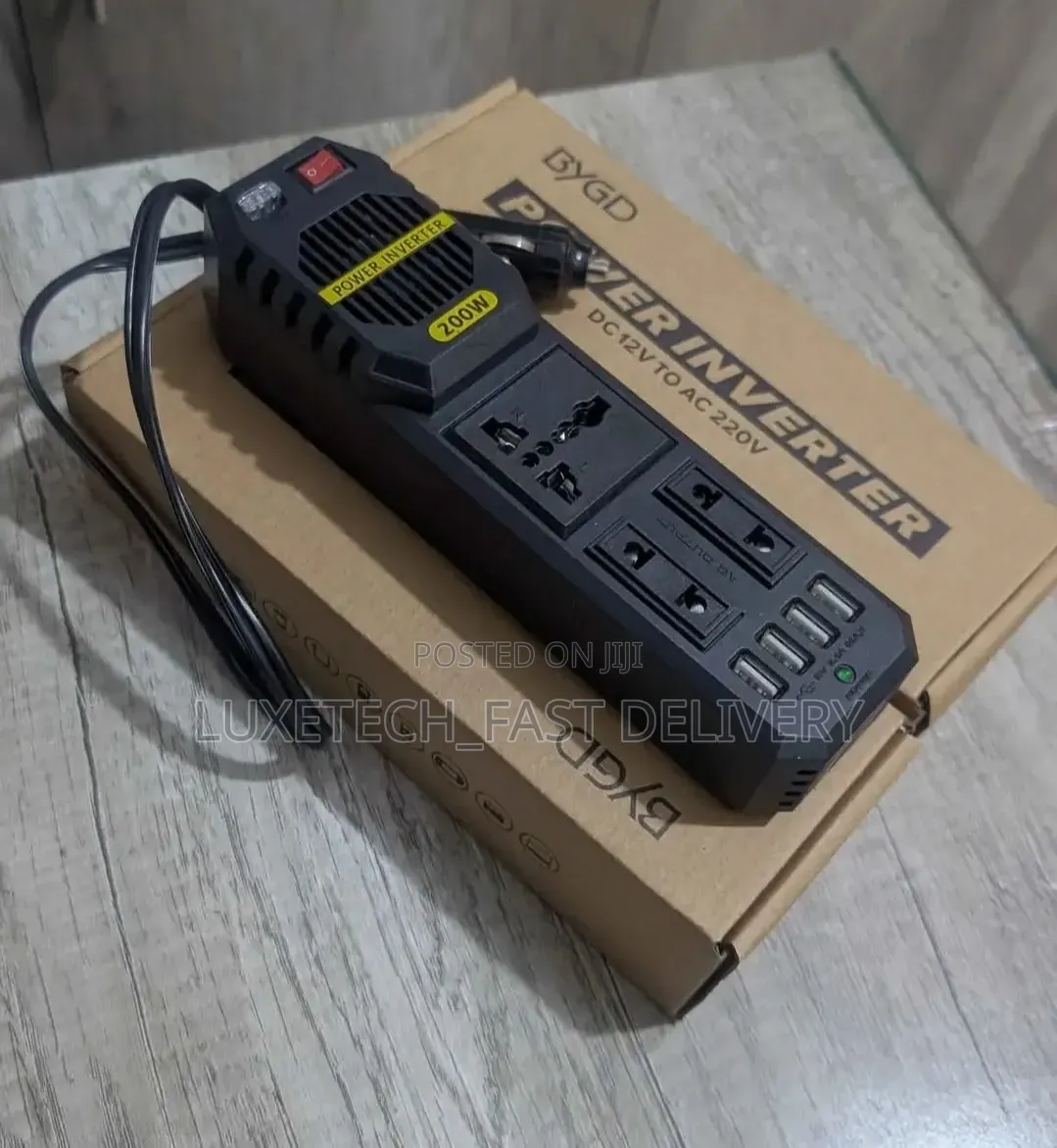 BYGD 200W Car Power Inverter – Converter With 4 USB + AC Socket