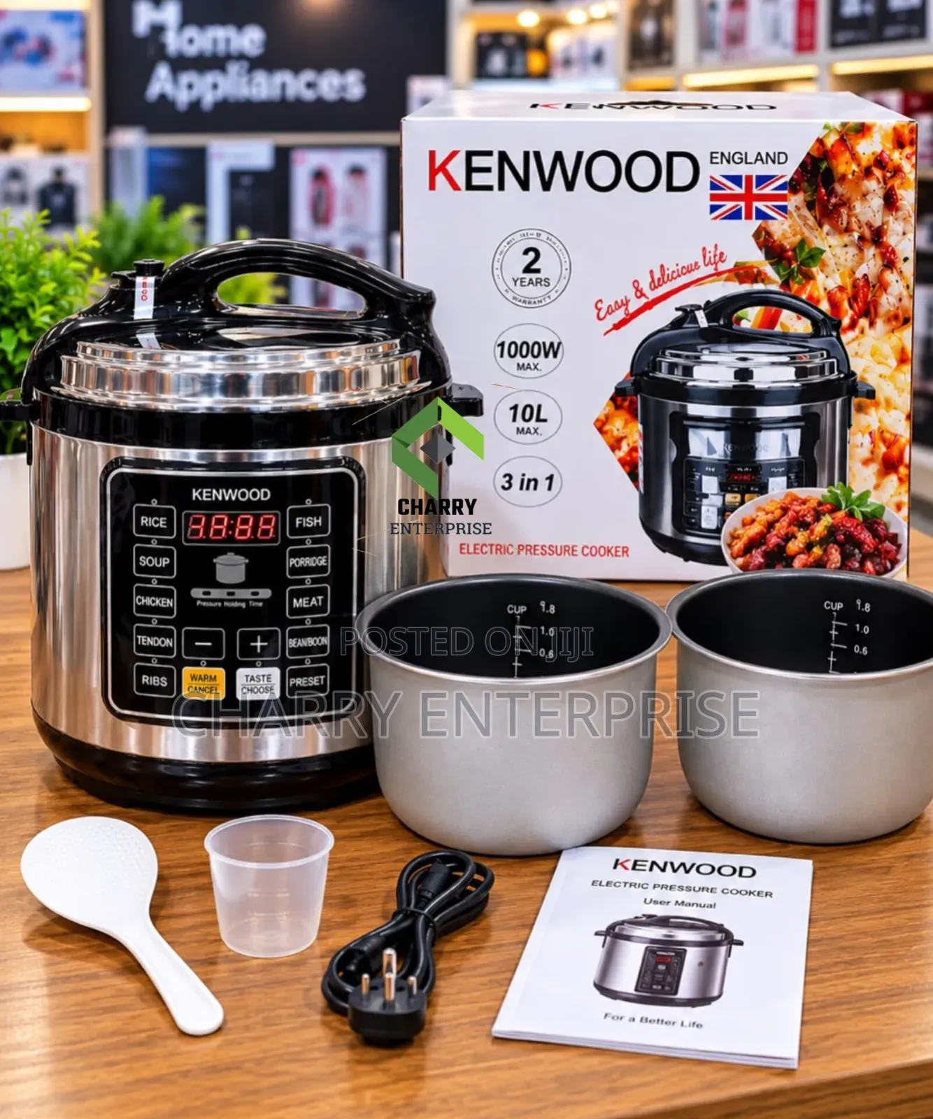 KENWOOD 10 in 1 Multifunction Pressure Cooker With 2 Pots 6L