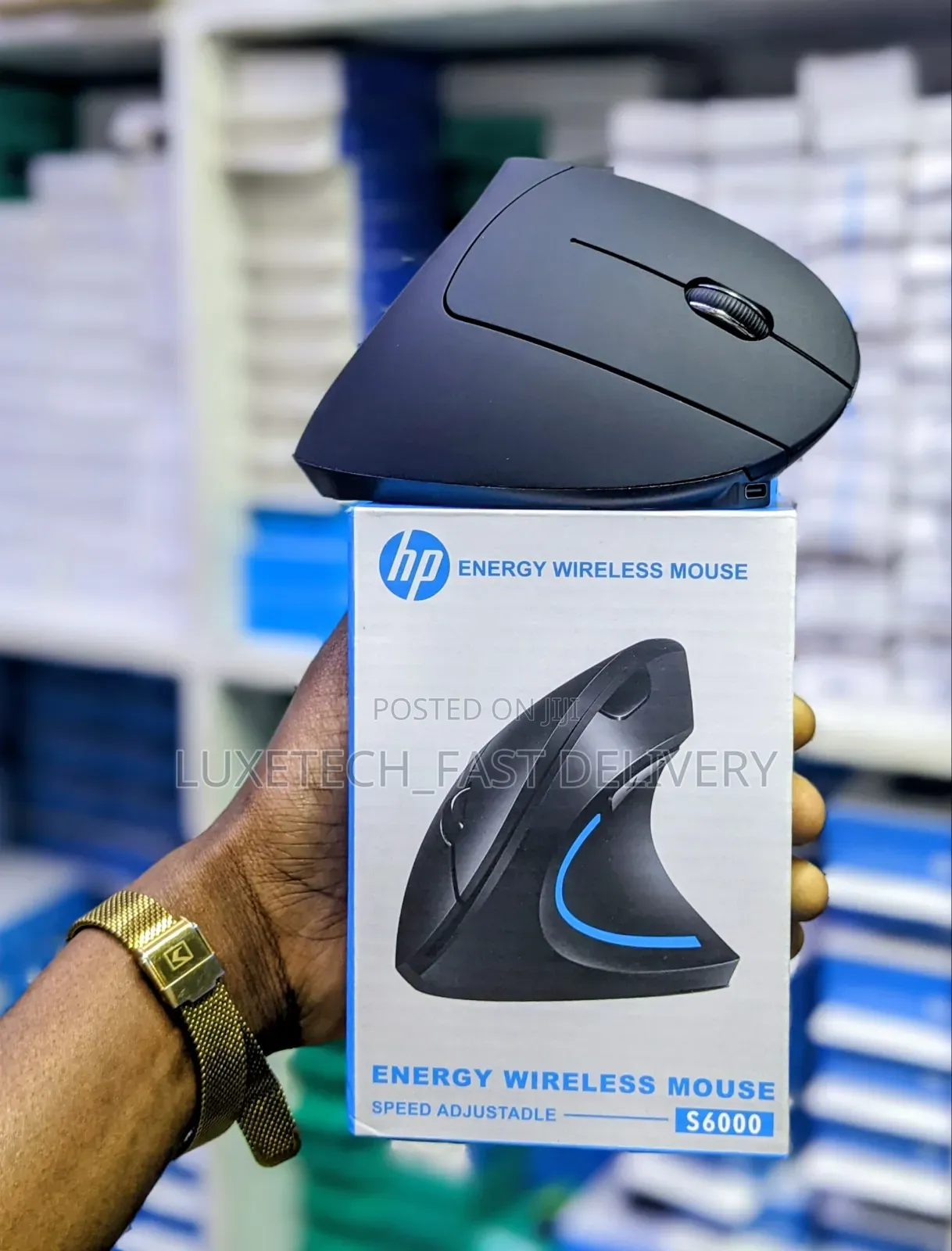 HP S6000 Adjustable DPI Ergonomic Vertical Wireless Mouse Rechargeable