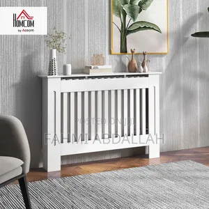 White Vertical-Slatted Radiator Cover / Storage Shelf Cabinet
