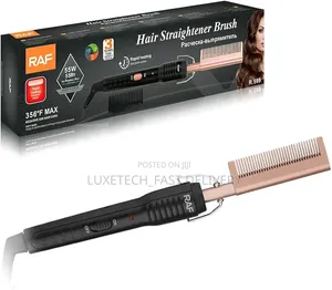 RAF R-599 Wired Hair Straightener Brush – 2-in-1 Ceramic Heated Comb