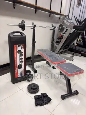 Adjustable Bench With 50KG Weight Set + Free Leather Gloves