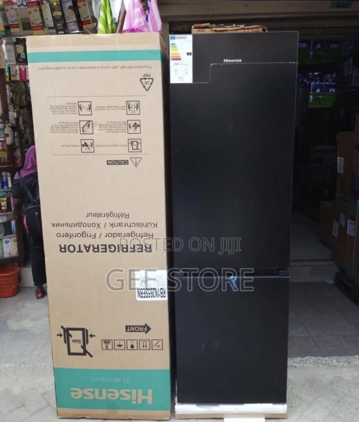 Black Double-Door Hisense Refrigerator Model RB1N265SEBN