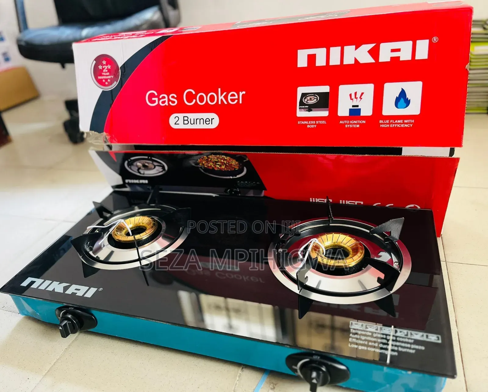​NIKAI 2-Burner Tempered Glass Gas Cooker