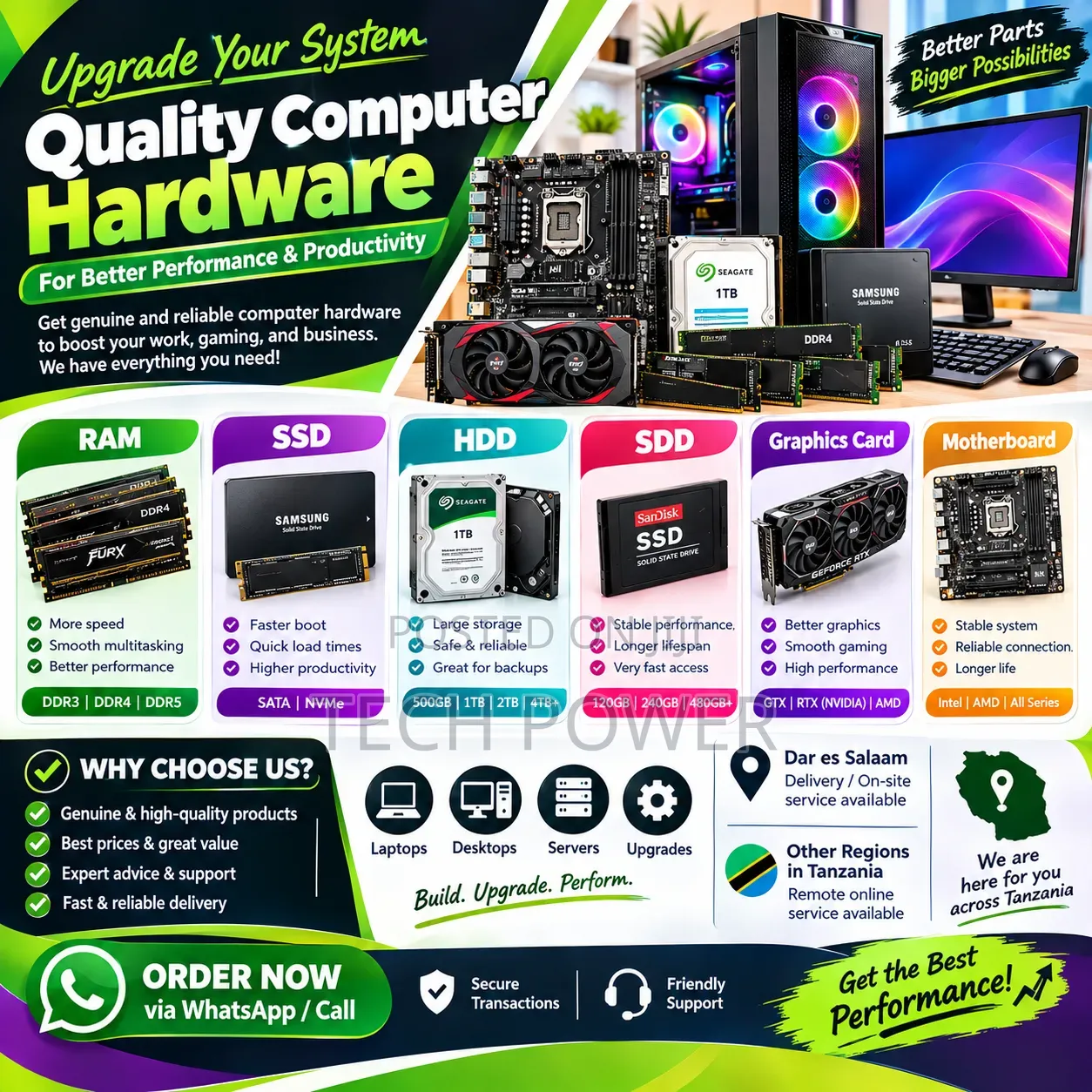 Computer Hardware Upgrade | RAM SSD HDD Graphics Card Motherboard