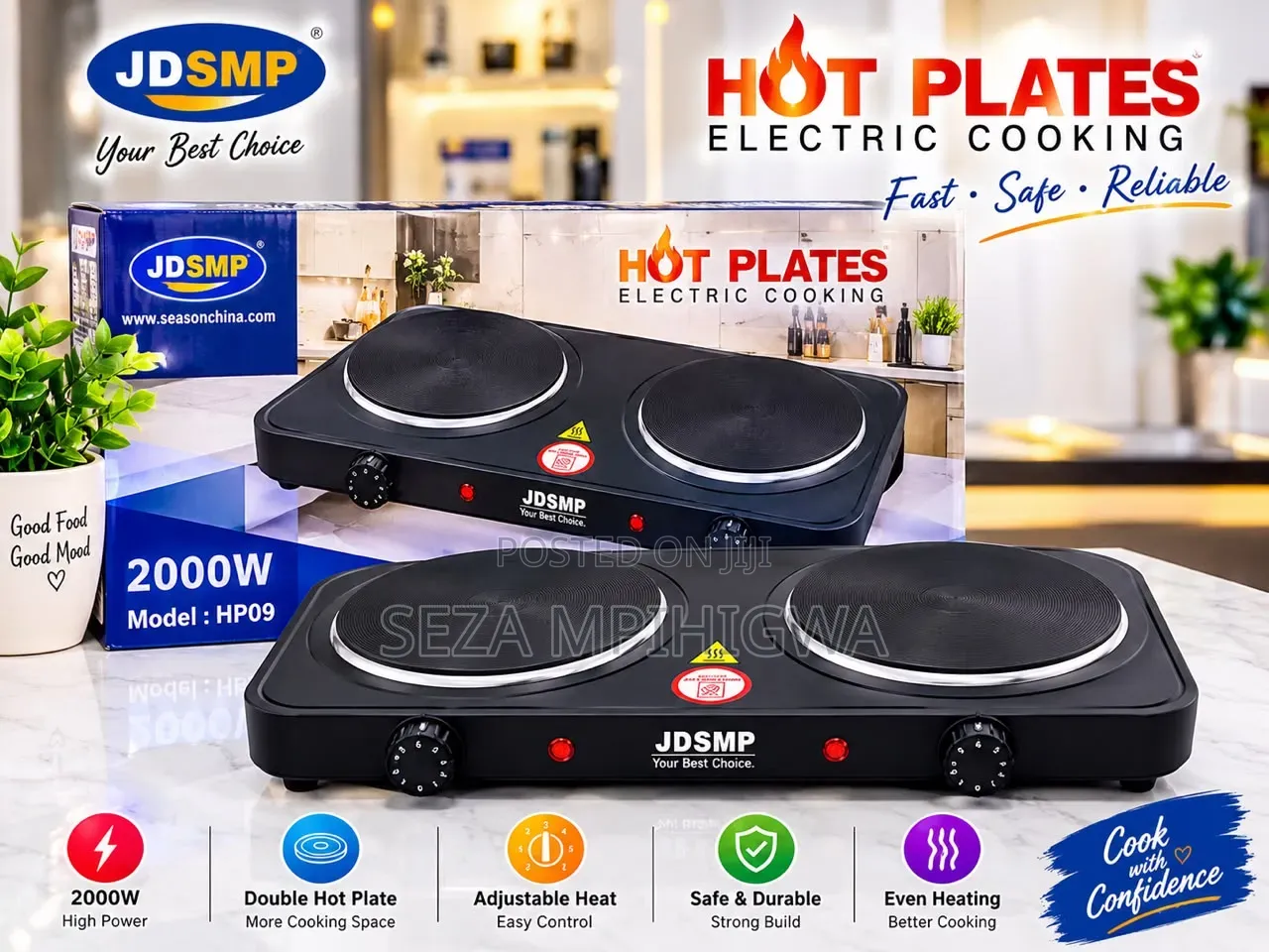 ​JDSMP 2000W Double Electric Hot Plate Cooker