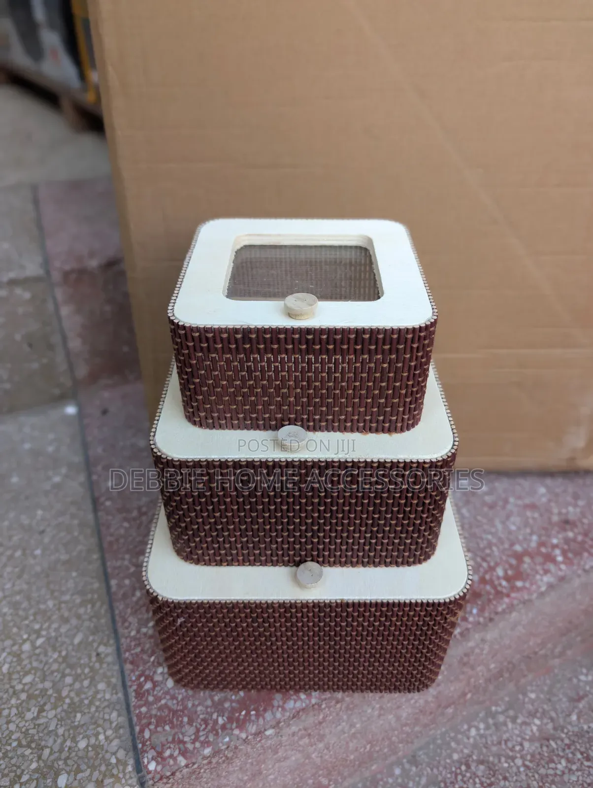3-Piece Set of Woven Bamboo Nesting Storage Boxes