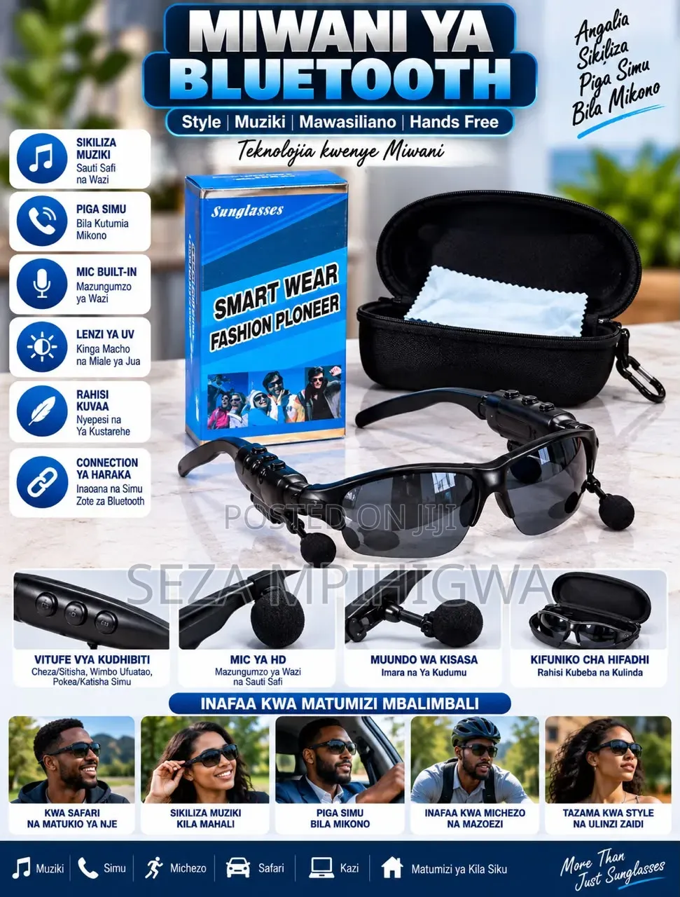 ​Miwani Ya Kisasa Ya Jua Na Mawasiliano (Hands-Free Bluetooth