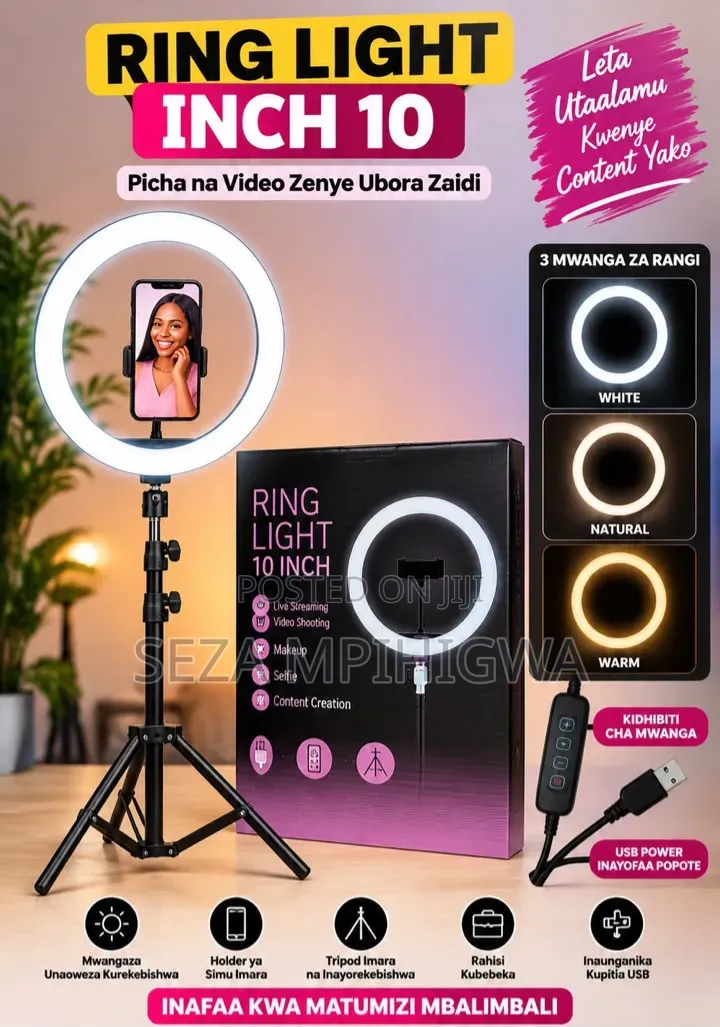 ​Ring Light Ya Kisasa Ya Rangi 3 Kwa Content Creators Na Saloon