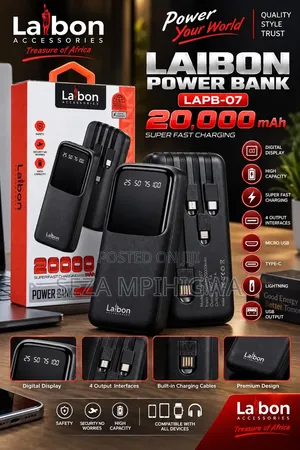 Laibon Power Bank 20,000mah (Model: Lapb-07) – Super Fast Charging!