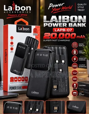 Laibon Power Bank 20,000mah (Model: Lapb-07) – Super Fast Charging!