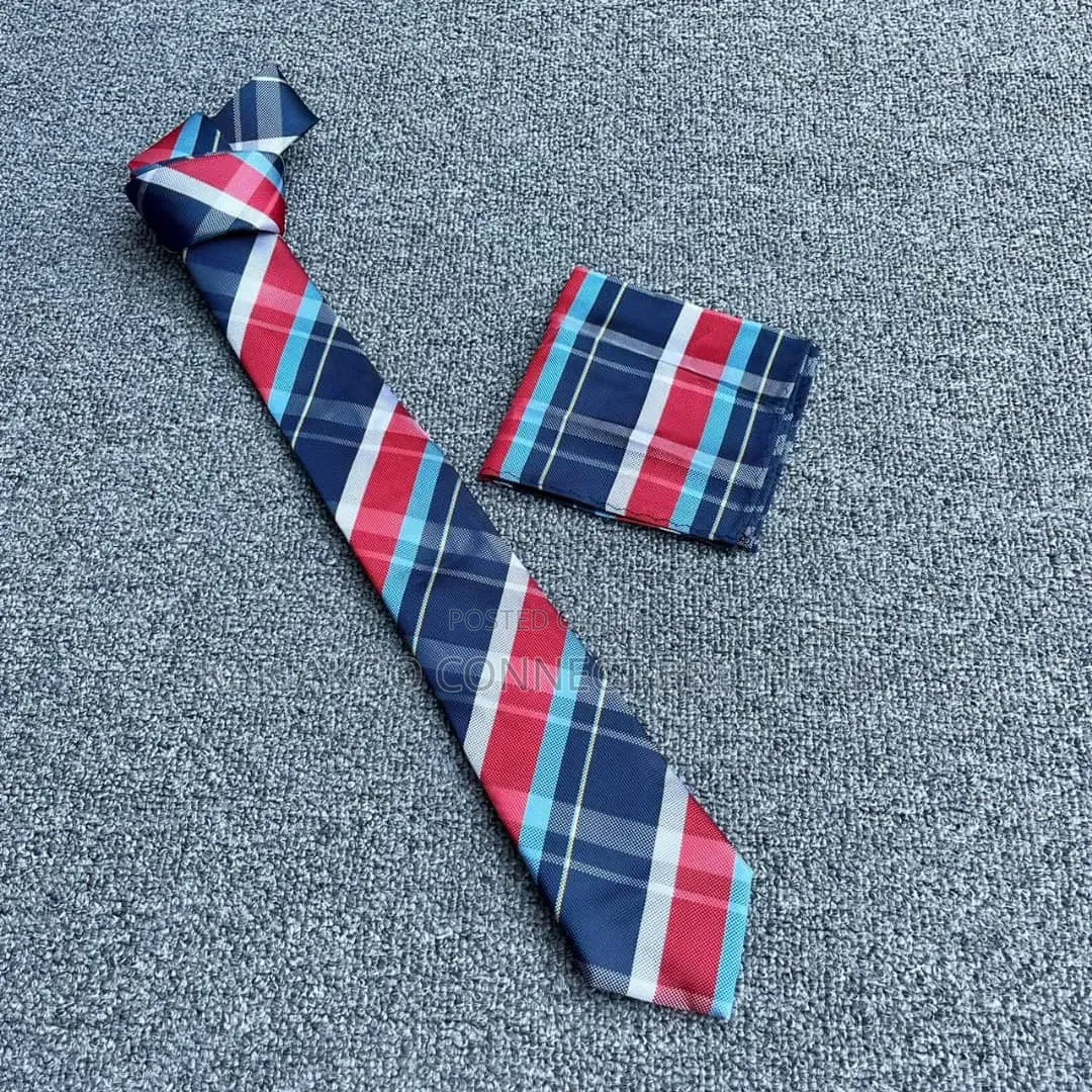 Plaid Tie and Pocket Square Set