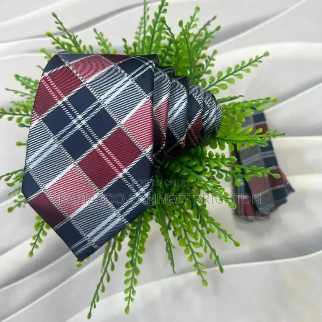 Plaid Tie and Pocket Square Set
