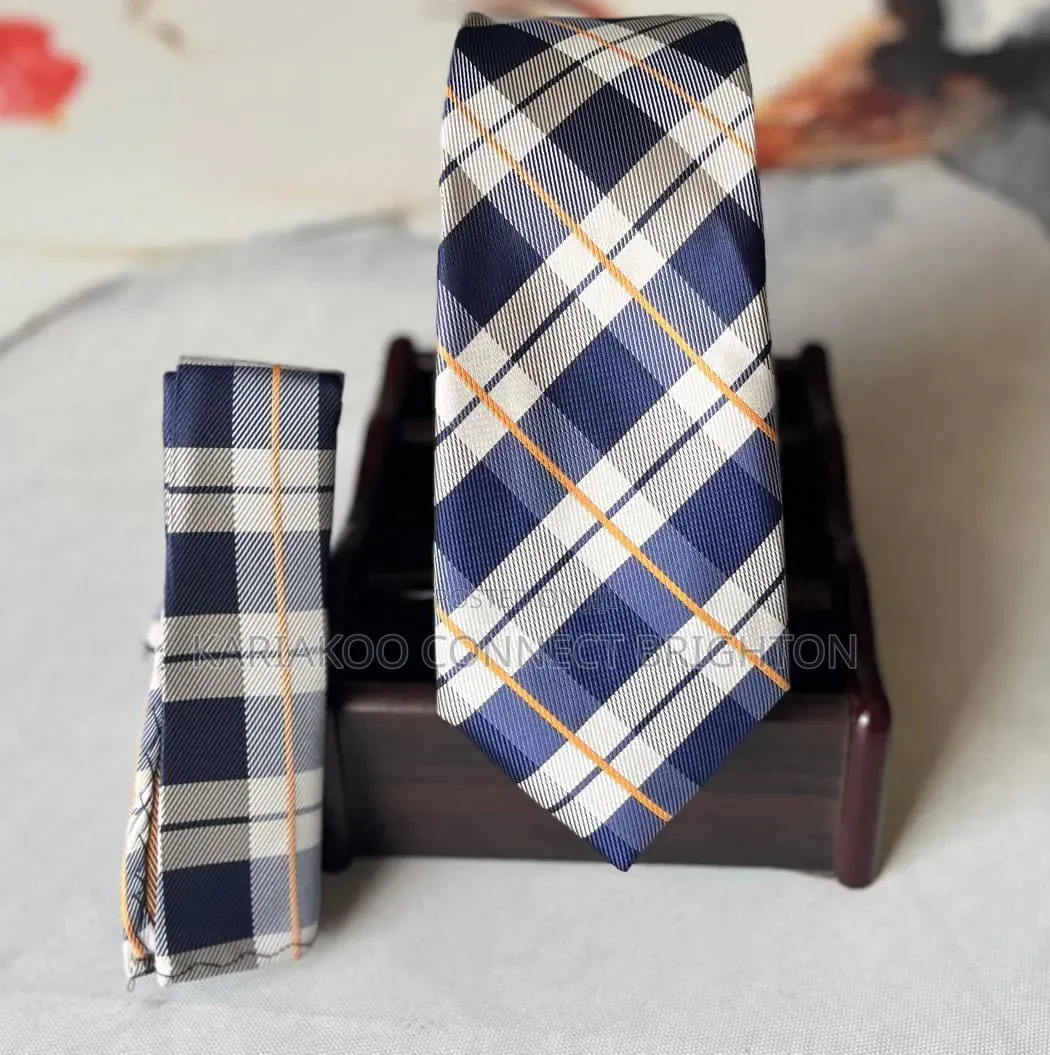 Plaid Tie and Pocket Square Set