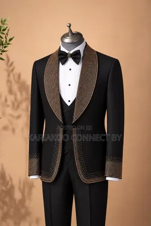​Luxury Gold-Rhinestone Shawl Lapel Tuxedo