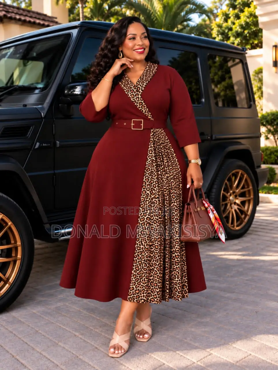 Turkey Rich Aunty Dress - Leopard Combo Edition