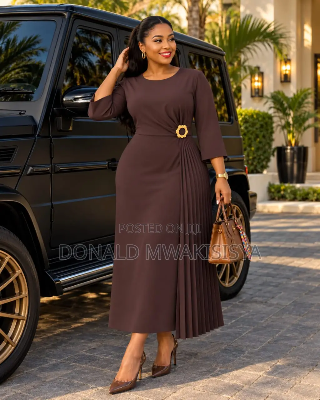 Office Pleated Dress - Boss Lady Gold Edition