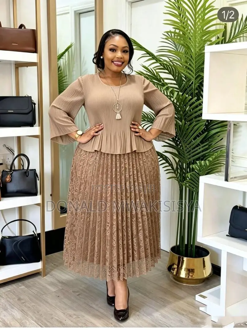 Turkey Lace Pleated Dress - Peplum Luxury Edition