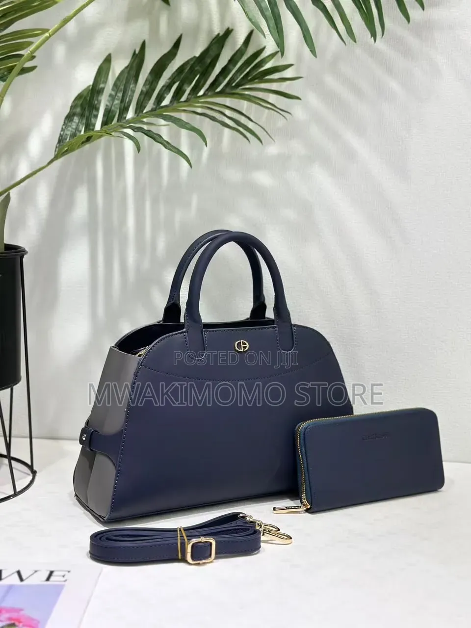 Chrisrosy 2-in-1 Dual-Tone Medium Leather Handbag Set