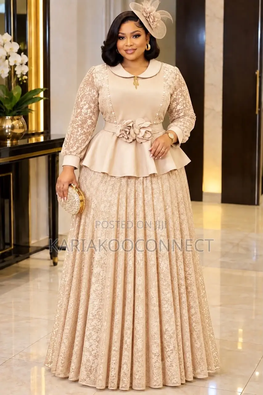 Elegant Lace Peplum Top Maxi Skirt Set