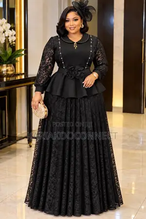 Elegant Lace Peplum Top Maxi Skirt Set