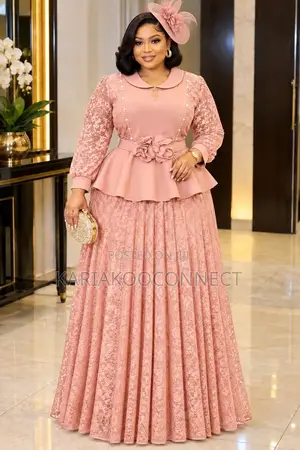 Elegant Lace Peplum Top Maxi Skirt Set