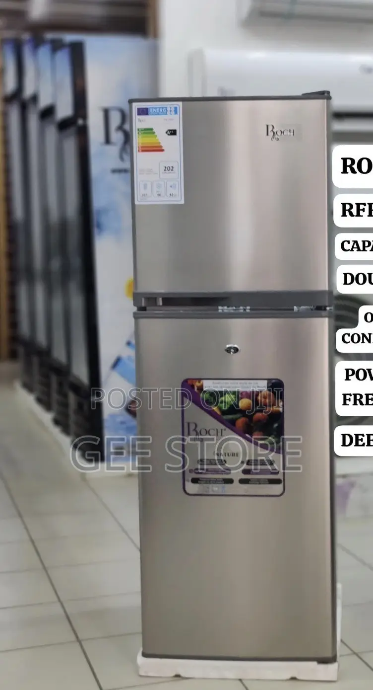 Double-Door Silver-Grey Roch Refrigerator (Commonly Model RFR-135DT-J