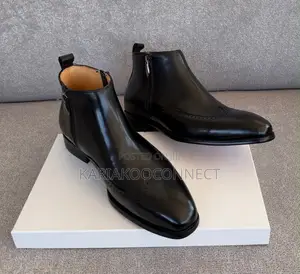 Men's Brown Leather Wingtip Chelsea Zip Boots