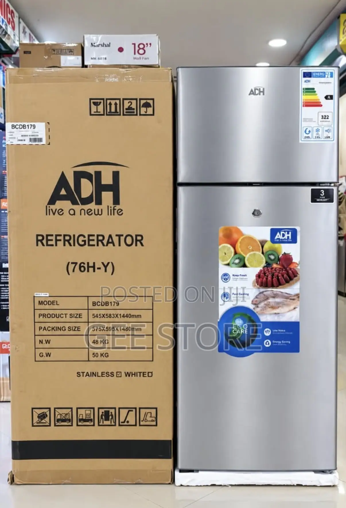 ADH Double-Door Refrigerator (Model BCDB179)