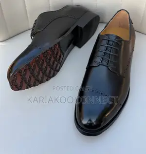 Men's Black Leather Cap-Toe Derby Dress Shoes