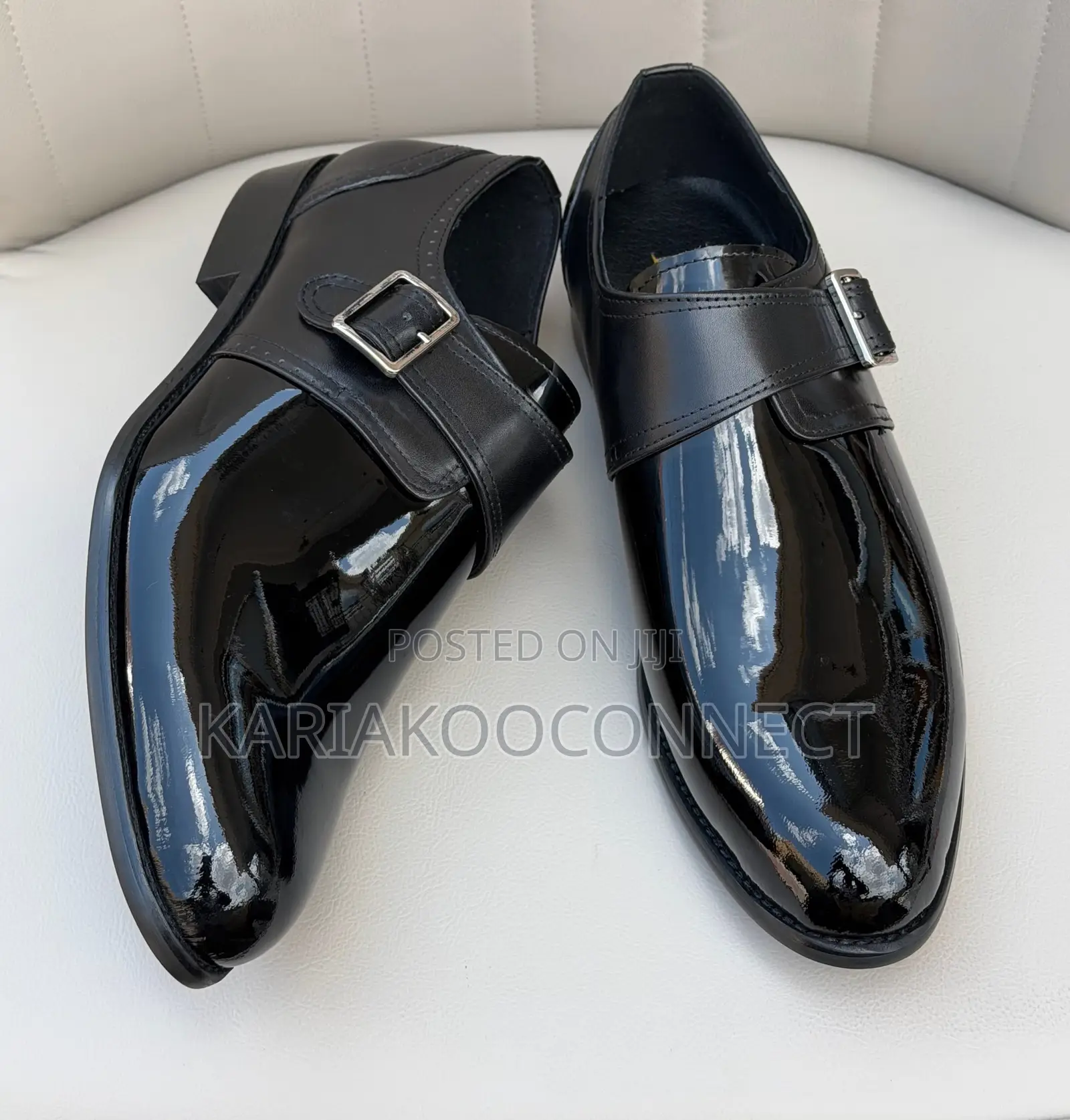 Men's Black Patent Leather Monk Strap Dress Shoes