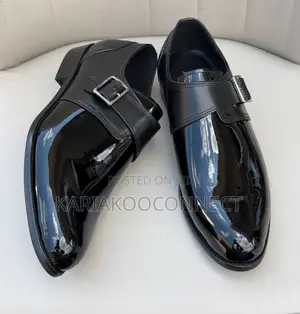 Men's Black Patent Leather Monk Strap Dress Shoes