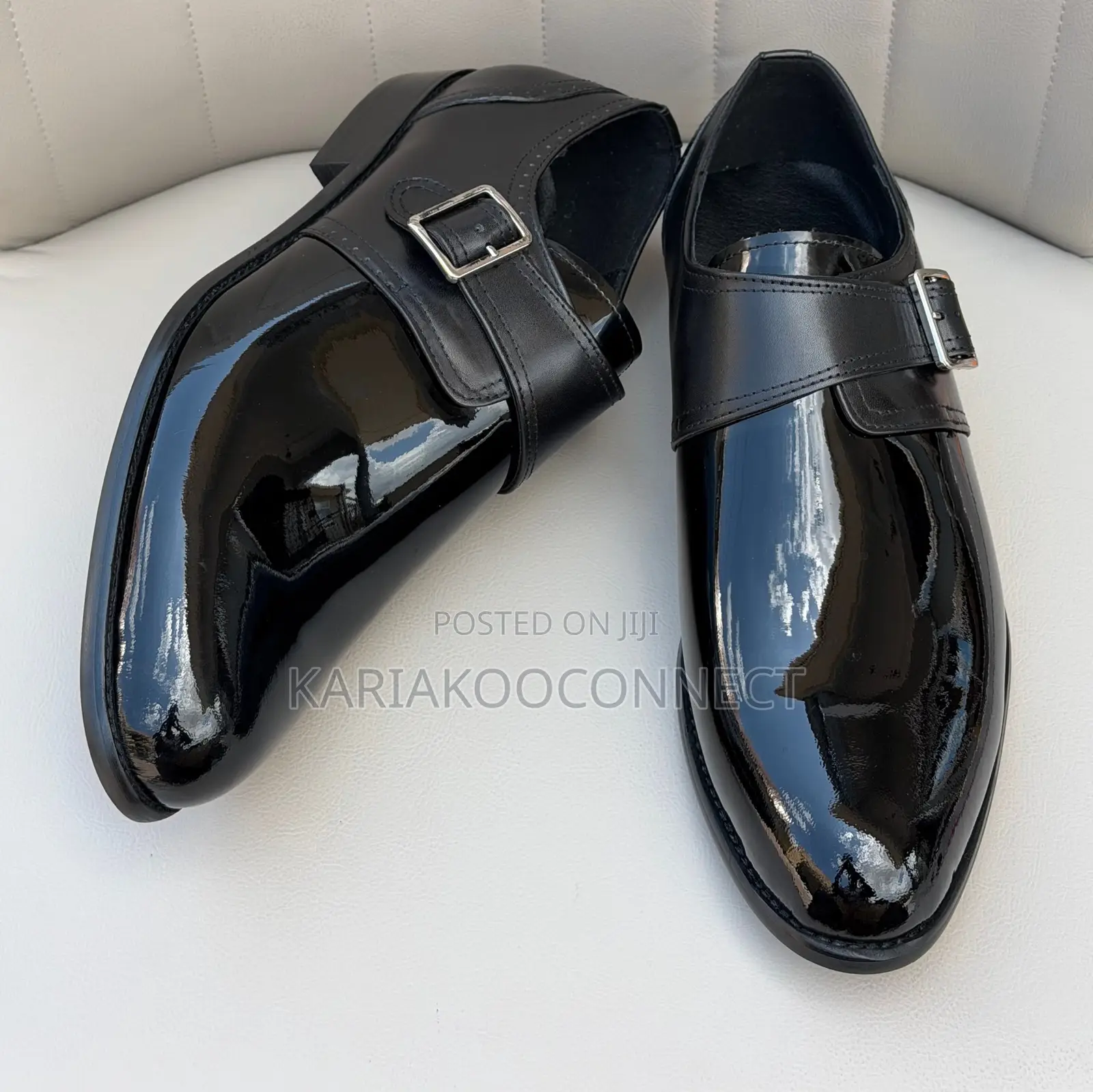 Men's Black Patent Leather Monk Strap Dress Shoes