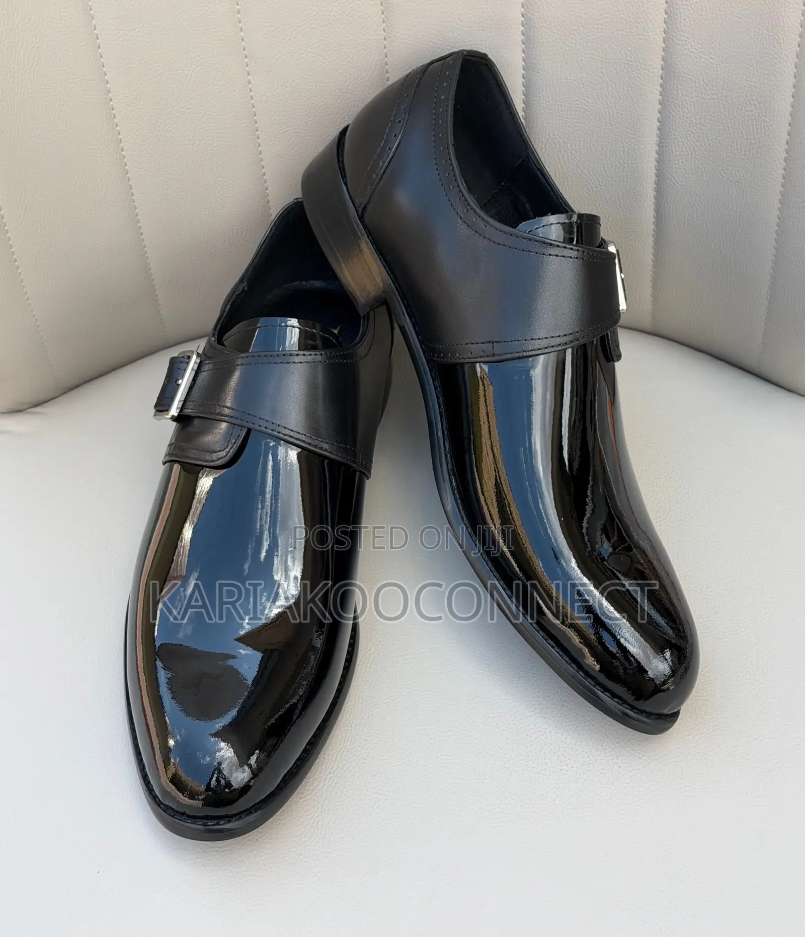 Men's Black Patent Leather Monk Strap Dress Shoes