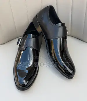 Men's Black Patent Leather Monk Strap Dress Shoes