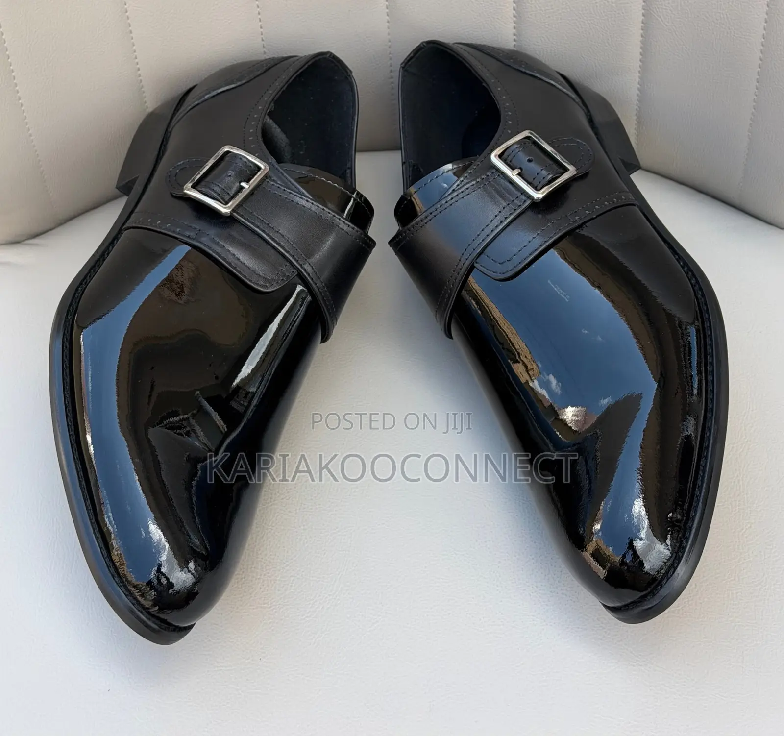 Men's Black Patent Leather Monk Strap Dress Shoes
