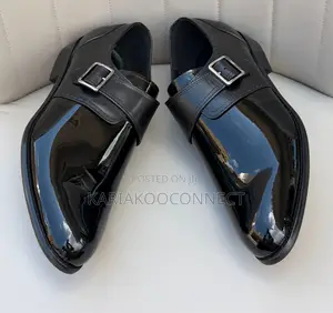 Men's Black Patent Leather Monk Strap Dress Shoes